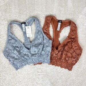 NEW Cosabella Never Say Never Curvy Racerback Lace Bralette Set of 2 Medium